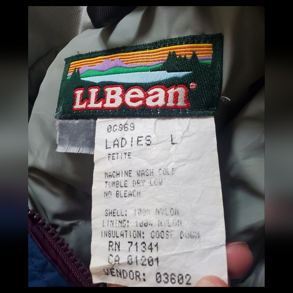 LL BEAN Blue VTG Outdoors Goose Down Parka Puffer Jacket Women's Sz Large Petite - Picture 8 of 8